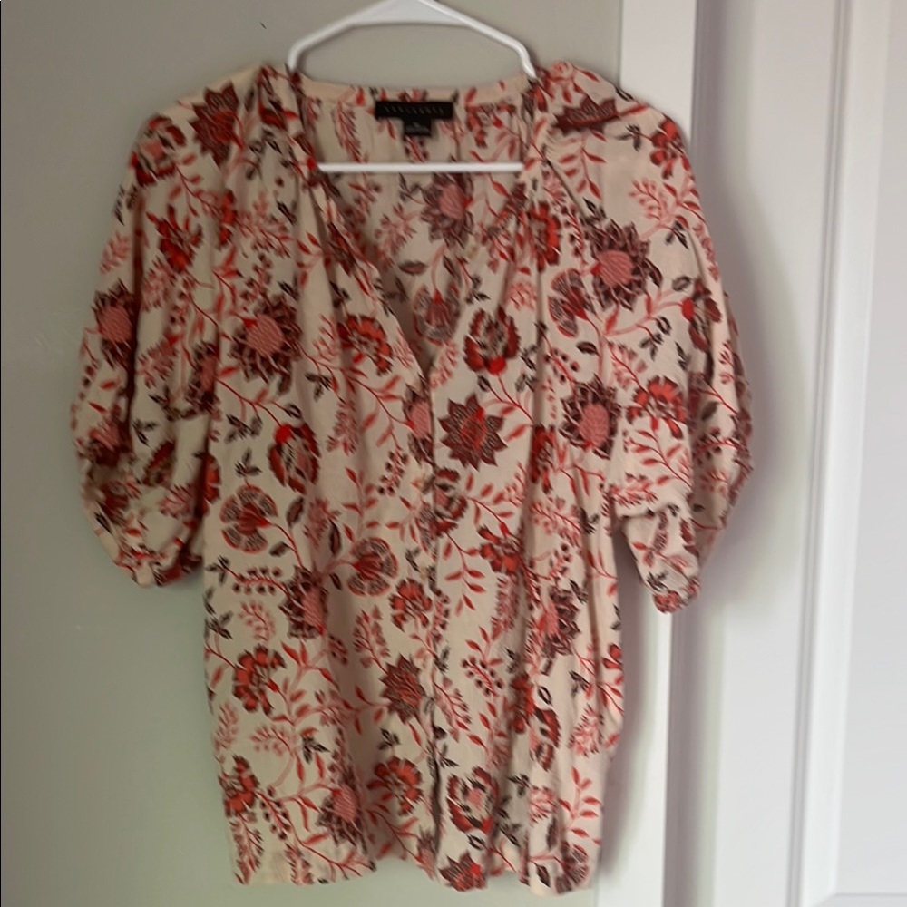 Sanctuary Brown Puff Sleeve Ruched Blouse